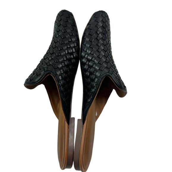 Joie Black Leather Basketweave Textured Preppy Classic Mules Women's Size 8.5 - Picture 6 of 9